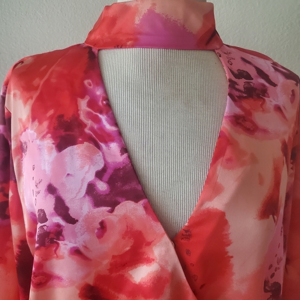 Worthington Floral Wrap Blouse - Pink and Red - Picture 2 of 9